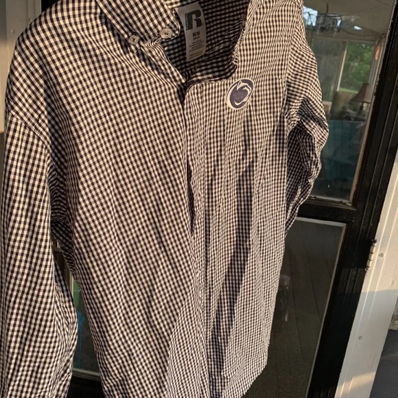 Penn State Button down shirt Russell Athletics College men Med blue white checks - Picture 8 of 10